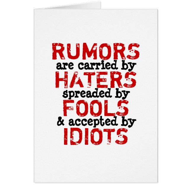RUMORS ~ Kaart Truism/filosofie (Voorkant)