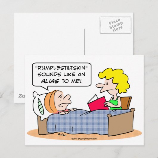 rumplestiltskin klinkt als een kind bed briefkaart (Voorkant / Achterkant)
