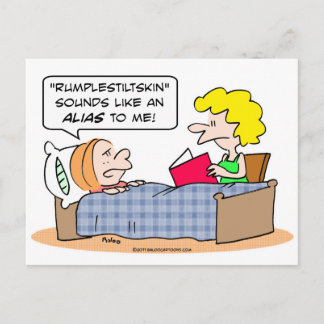 rumplestiltskin klinkt als een kind bed briefkaart