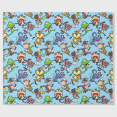 Run 2023, Leuke Cartoons die rond L Blue BG lopen Cadeaupapier (Vlak)