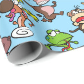 Run 2023, Leuke Cartoons die rond L Blue BG lopen Cadeaupapier (Rol Hoek)