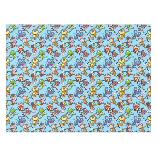 Run 2023, Leuke Cartoons die rond L Blue BG lopen Tafelkleed (Voorkant (Horizontaal))