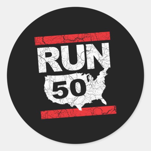 Run 262 50 Staten Ultra Marathon Runner Geïnspiree Ronde Sticker (Voorkant)