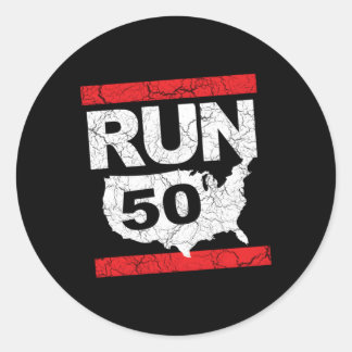 Run 262 50 Staten Ultra Marathon Runner Geïnspiree Ronde Sticker