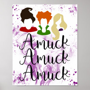 Run Amuk, Cute Halloween Hocus Pocus Witch Poster