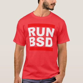 RUN BSD Cool WhiteRed Design voor Unix Hackers Sys T-shirt