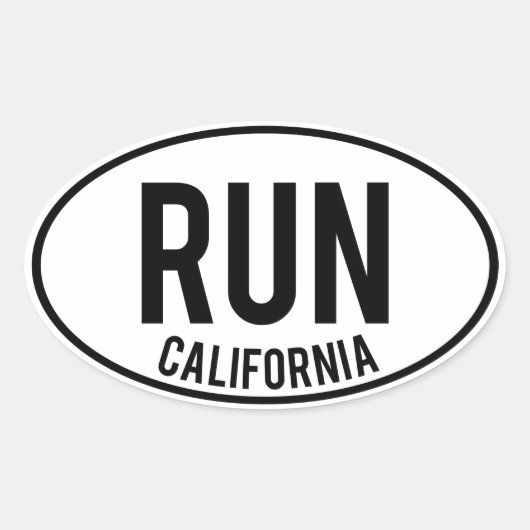 RUN california Ovale Sticker (Voorkant)