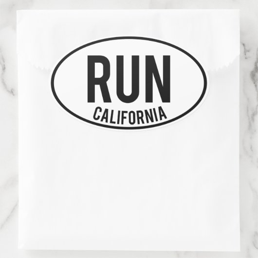 RUN california Ovale Sticker (Tas)