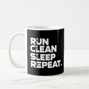 Run Clean Sleep Herhaal grappig bloggen Koffiemok