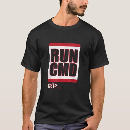 Run CMD T Shirt Funny Computer Science Nerd Coder (Voorkant)
