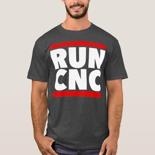 RUN CNC shirt Funny machinist engineer Gcode t-shi (Voorkant)