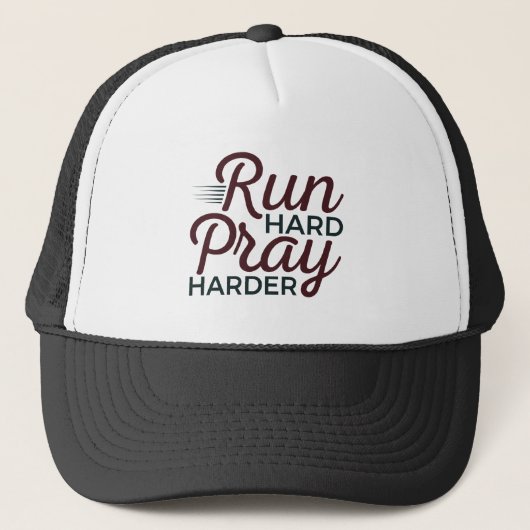 Run Hard Pray Harder Running Runner Christelijk Trucker Pet (Voorkant)