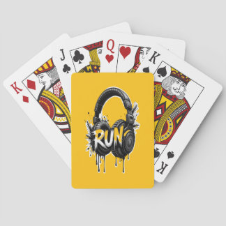 RUN Headphones Street Art Sticker Pokerkaarten