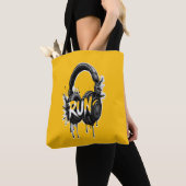 RUN Headphones Street Art Sticker Tote Bag (Dichtbij)