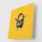 RUN Headphones Street Art Sticker Vierkante Klok (Hoek)