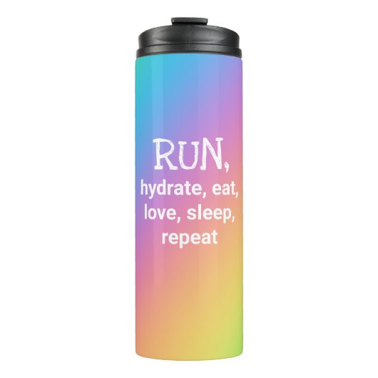RUN, Hydrate, Eat, Liefde.. Thermische getumbler Thermosbeker (Voorkant)
