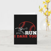 Run I Dare You Funny Baseball Catcher Baseball Pla Kaart (Gele Bloem)