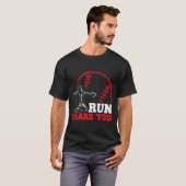 Run I Dare You Funny Baseball Catcher Baseball Pla T-shirt (Voorkant volledig)