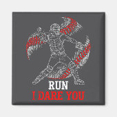 Run I Dare You Funny Baseball Catcher Graphic Play Magneet (Voorkant)
