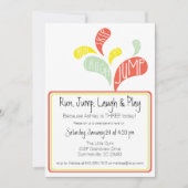 Run, Jump, Laugh & Play - Gym Birthday Party Kaart (Voorkant)