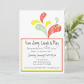 Run, Jump, Laugh & Play - Gym Birthday Party Kaart (Staand voorkant)