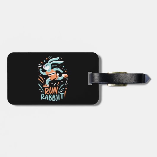 Run Konijn Marathon Runner Bunny Leuk Bagagelabel (Achterkant horizontaal)