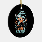 Run Konijn Marathon Runner Bunny Leuk Keramisch Ornament (Rechts)
