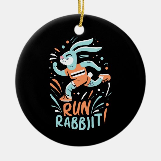 Run Konijn Marathon Runner Bunny Leuk Keramisch Ornament (Voorkant)