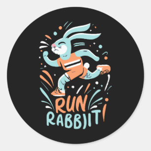 Run Konijn Marathon Runner Bunny Leuk Ronde Sticker