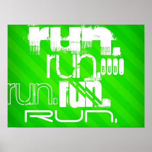 Run; Neon Green Stripes Poster (Voorkant)