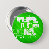 Run; Neon Green Stripes Ronde Button 7,6 Cm (Voorkant /achterkant)