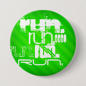 Run; Neon Green Stripes Ronde Button 7,6 Cm (Voorkant)