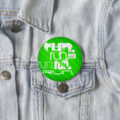 Run; Neon Green Stripes Ronde Button 7,6 Cm (In situ)