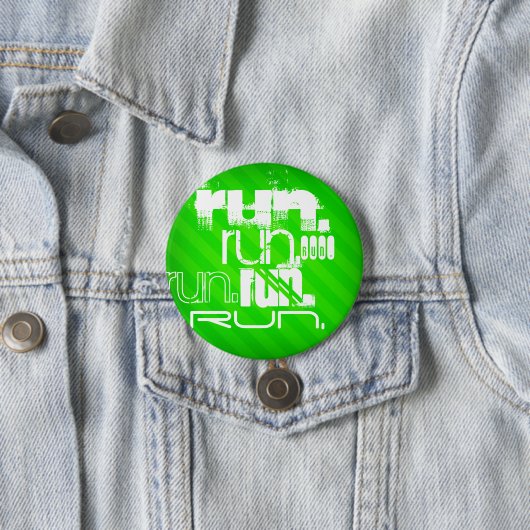 Run; Neon Green Stripes Ronde Button 7,6 Cm (In situ)