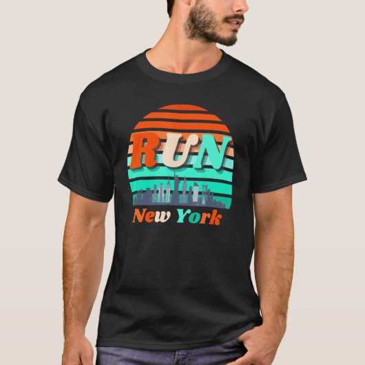 Run New York Sunrise City Silhouette Celebrate Run T-shirt (Voorkant)