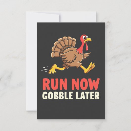 Run Now Gobble Later Turkije Runner Marathon Bedankkaart (Voorkant)