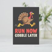 Run Now Gobble Later Turkije Runner Marathon Bedankkaart (Staand voorkant)