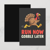 Run Now Gobble Later Turkije Runner Marathon Bedankkaart (Voorkant / Achterkant)