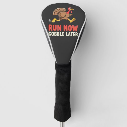 Run Now Gobble Later Turkije Runner Marathon Golfheadcover (Voorkant)