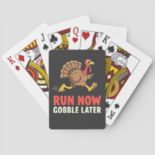 Run Now Gobble Later Turkije Runner Marathon Pokerkaarten