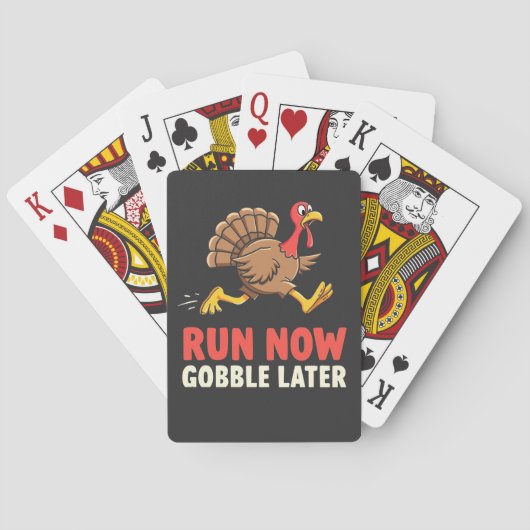 Run Now Gobble Later Turkije Runner Marathon Pokerkaarten (Achterkant)