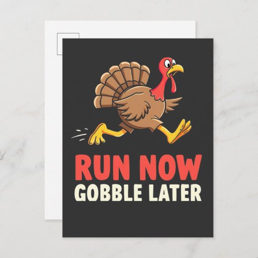 Run Now Gobble Later Turkije Runner Marathon Uitnodiging Briefkaart (Voorkant / Achterkant)