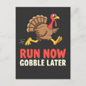 Run Now Gobble Later Turkije Runner Marathon Uitnodiging Briefkaart (Voorkant)