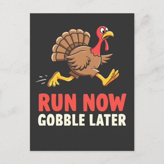 Run Now Gobble Later Turkije Runner Marathon Uitnodiging Briefkaart (Voorkant)