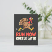 Run Now Gobble Later Turkije Runner Marathon Uitnodiging Briefkaart (Staand voorkant)