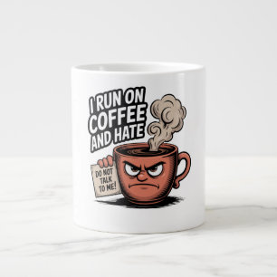Run op koffie en haat grappige koffie verslaving grote koffiekop