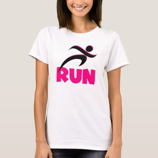 RUN Pink Fitness Running T-shirt (Voorkant)