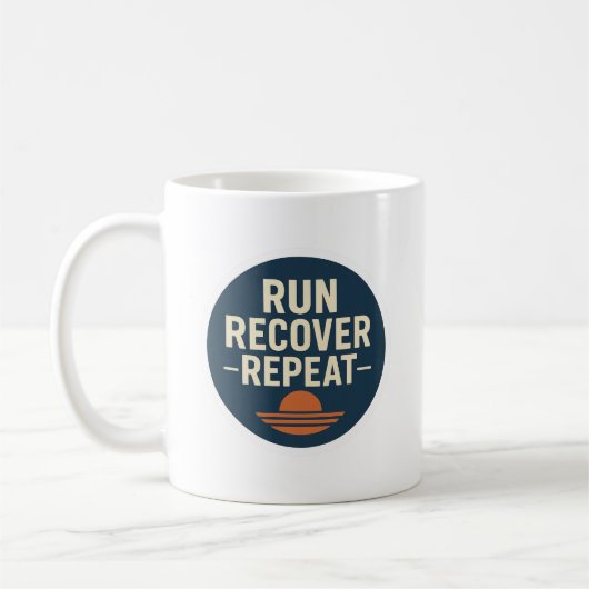 Run. Recover. Repeat. – Running Lifestyle Mug Koffiemok (Links)
