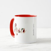 RUN Retro Type  rustiek Hibiscuspatroon Mok (Voorkant links)