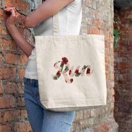 RUN Retro Type  rustiek Hibiscuspatroon Tote Bag
